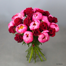 Piwonie z różami - Różne wielkości bukietów